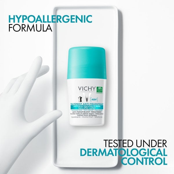 Vichy Anti-Perspirant Treatment 48hr (Intense Perspiration) Roll-On Tested by Derms