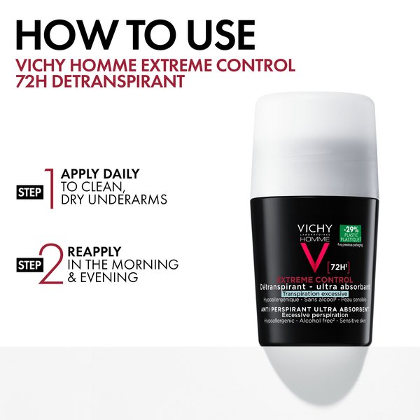 Vichy Men Extreme Control Anti-Perspirant 72hr Roll-On 50ml How to use