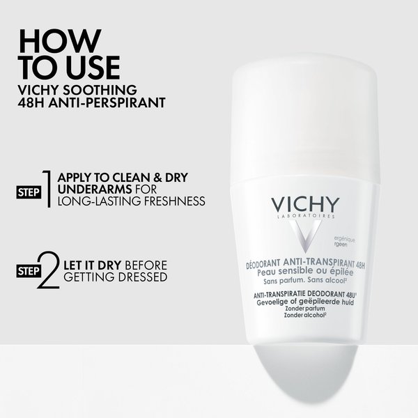 How to use Vichy Soothing 48hr Anti-Perspirant Roll-On 50ml