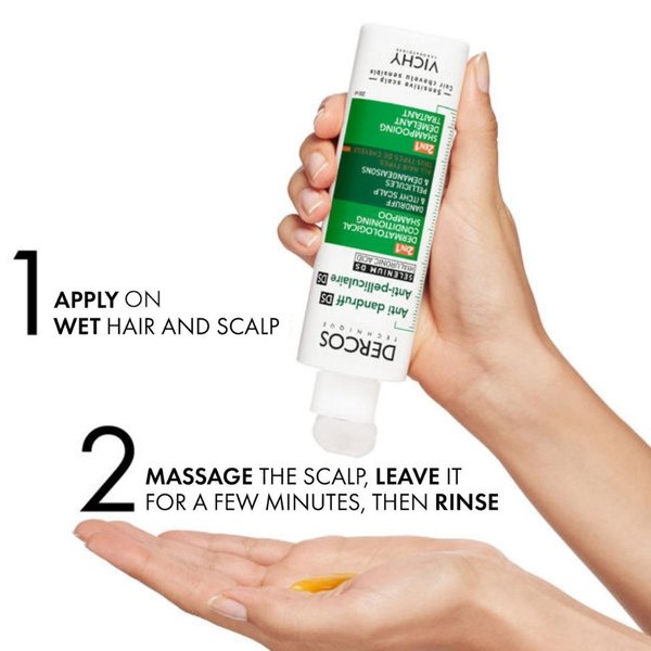 how to use DERCOS 2-IN-1 ANTI-DANDRUFF SHAMPOO